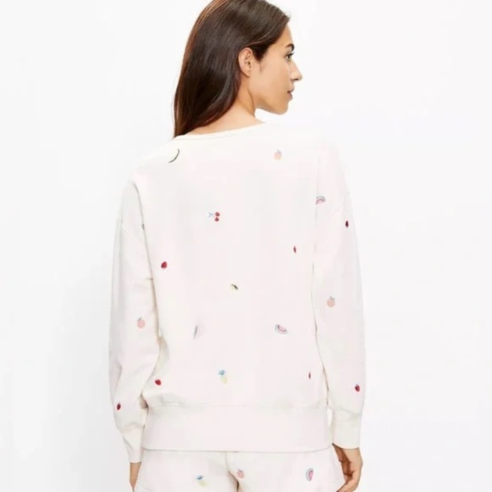 Lou & Grey Cream Embroidered Fruit Sweatshirt And… - image 3